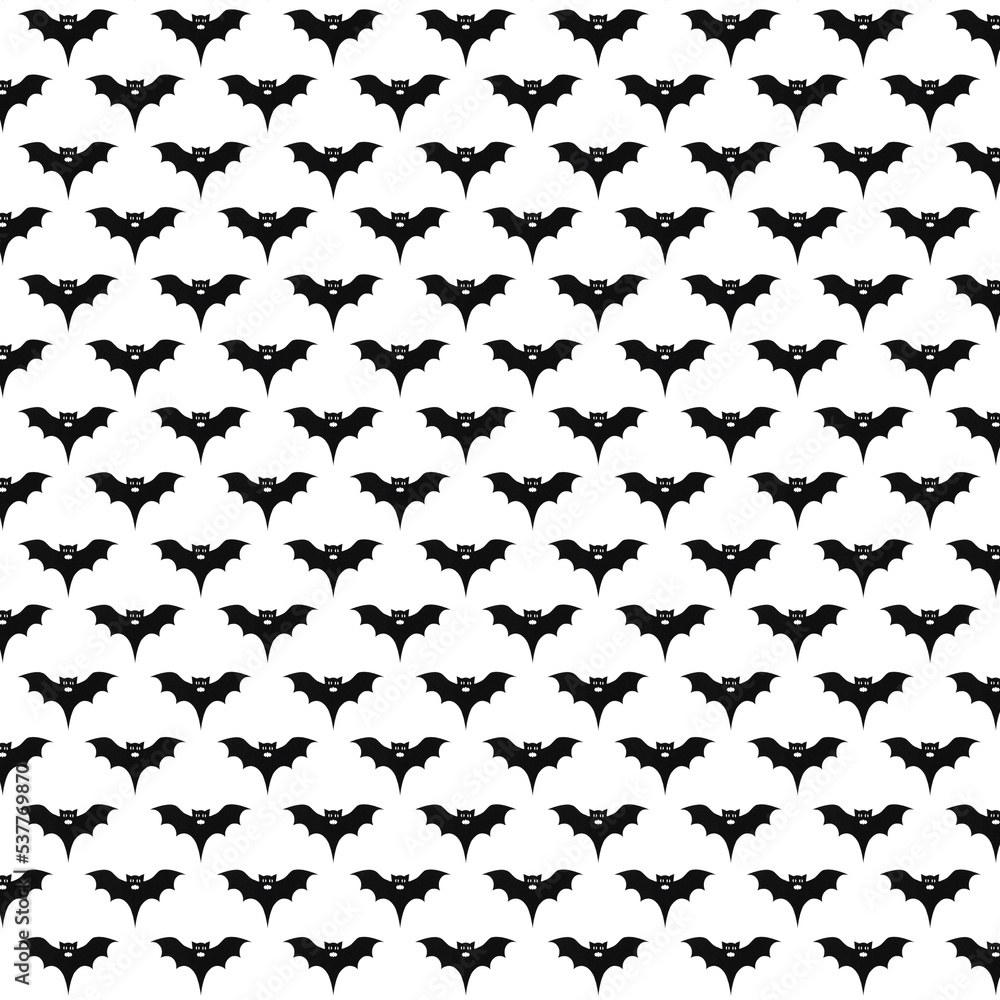 Fototapeta premium Halloween pattern. Black bats on a white background.