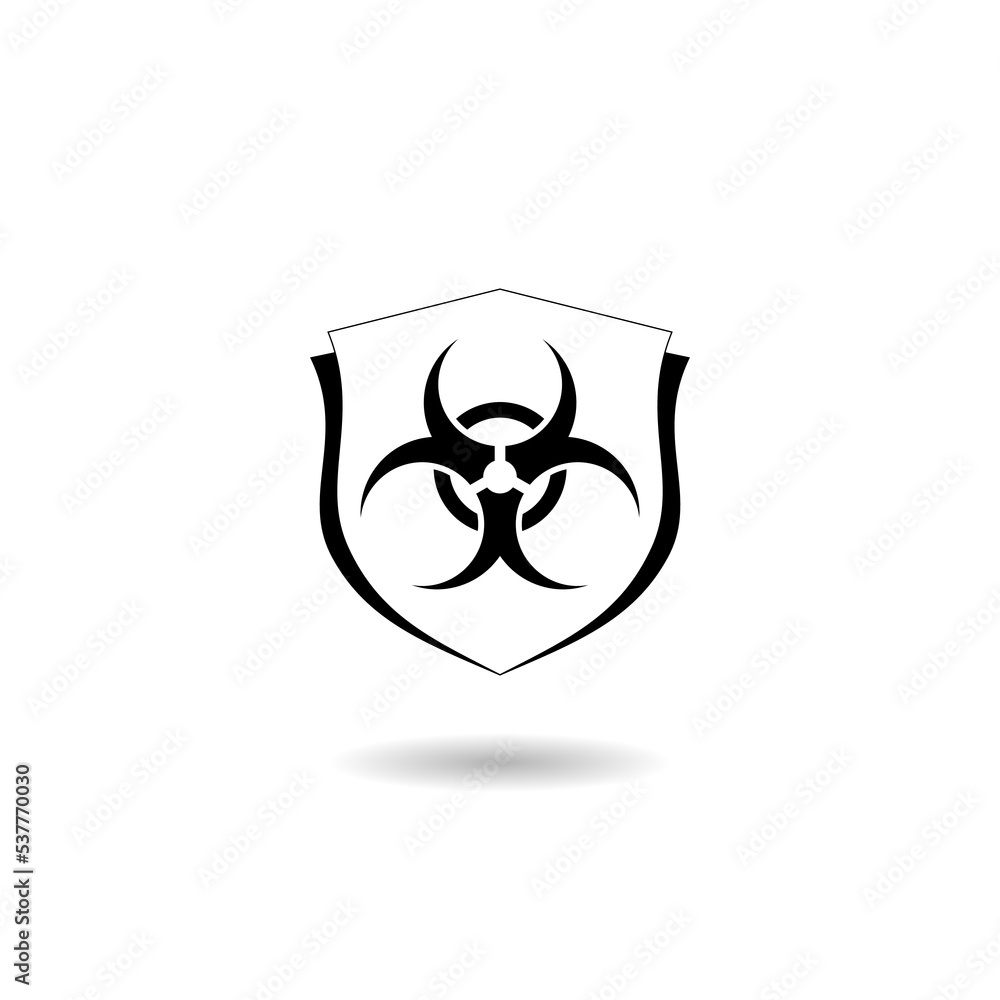 Biohazard shield logo icon with shadow Biohazard shield logo icon with shadow