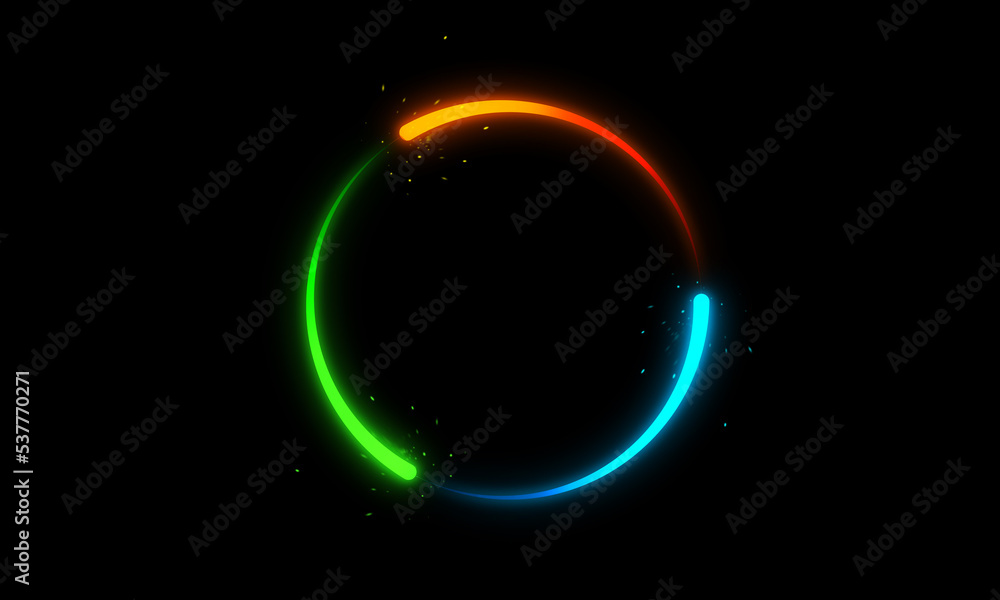 Glowing circle of rotating neon frame Glowing circle of rotating neon frame