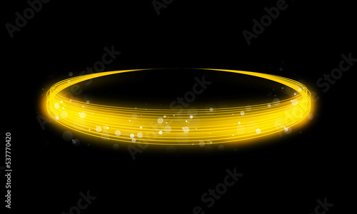 Abstract light effect isolated on black background, round sparcles and light lines. Abstract background for science, futuristic, energy.
