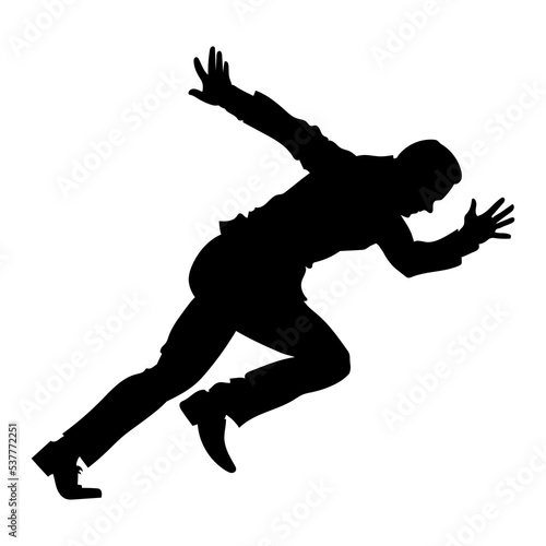 silhouette of a running man in clothes