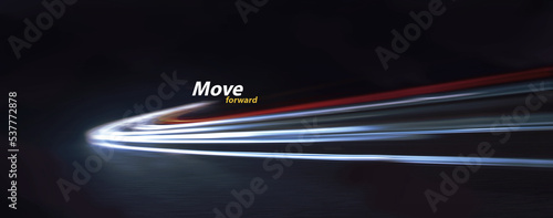 Move Forward Visual inspirational poster Design. The idea of moving forward in work, future travel, next route. photo