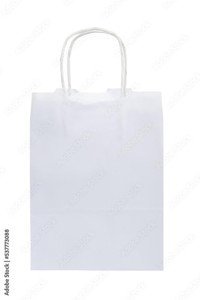White paper bag Isolated on white background. Concept green living. White paper bag Isolated on white background. Concept green living.
