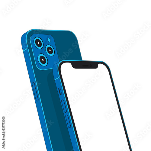 Mobile phone front design white background. color vector illustration.