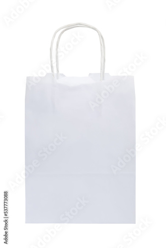 White paper bag Isolated on white background. Concept green living.