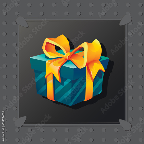 gift box game design, gift wrapping, box icon with bow