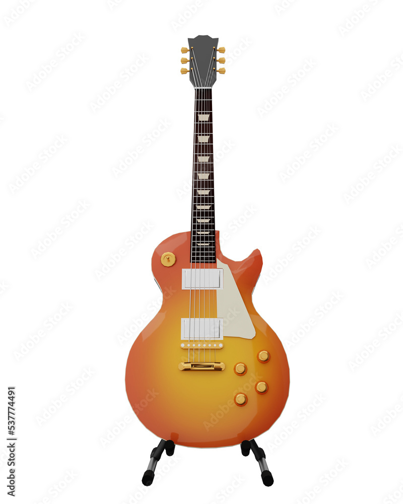Naklejka premium Electric vintage guitar.3D rendering