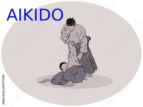 aikido every day, sport men`s on white
