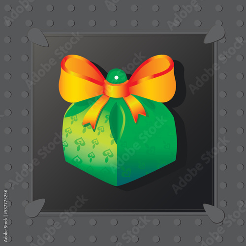 gift box game design, gift wrapping, box icon with bow