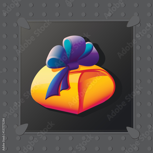 gift box game design, gift wrapping, box icon with bow
