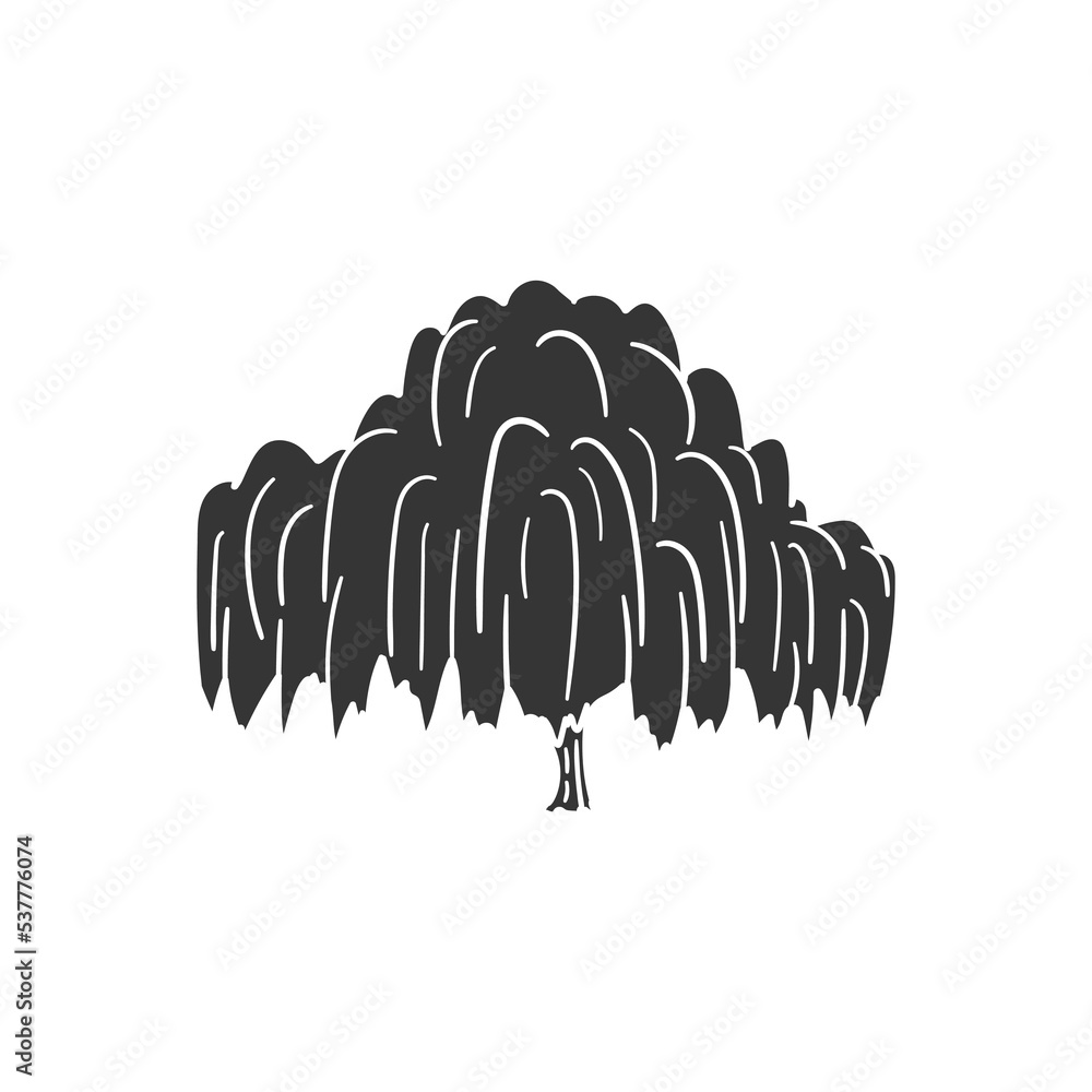 Weeping Willow Icon Silhouette Illustration. Tree Vector Graphic