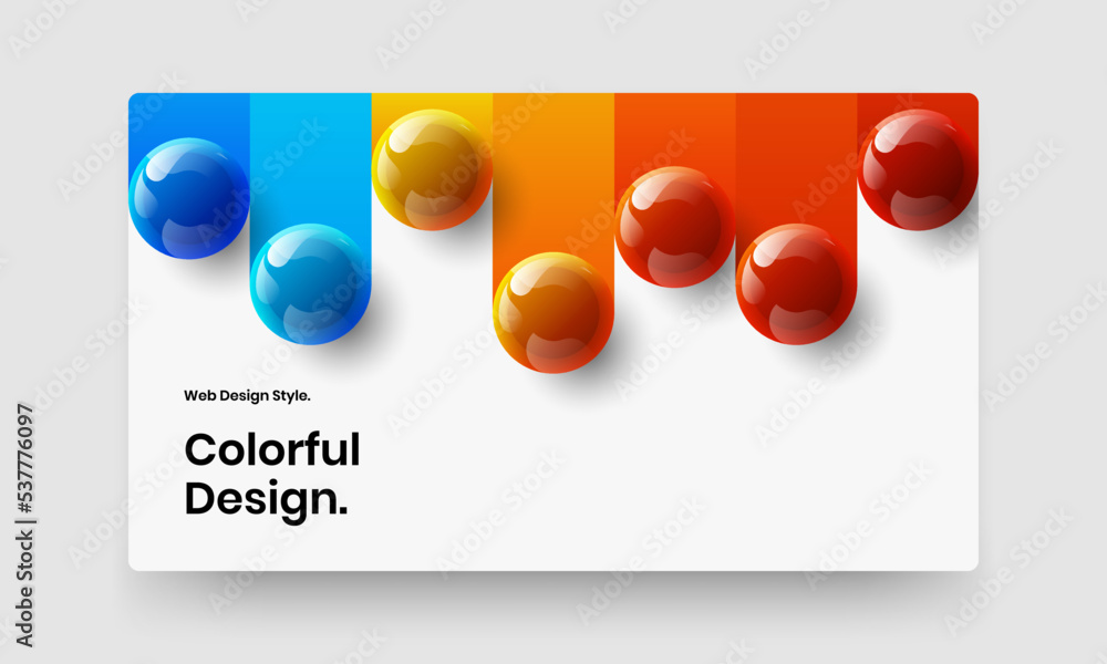 Colorful annual report vector design illustration. Abstract realistic balls corporate cover layout.