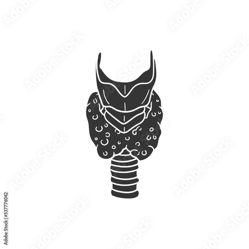 Thyroid Icon Silhouette Illustration. Body Parts Vector Graphic Pictogram Symbol Clip Art. Doodle Sketch Black Sign.
