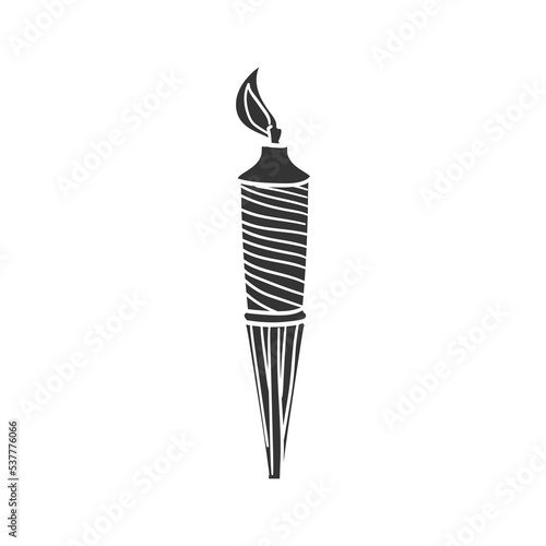 Torch Icon Silhouette Illustration. Fire Vector Graphic Pictogram Symbol Clip Art. Doodle Sketch Black Sign.