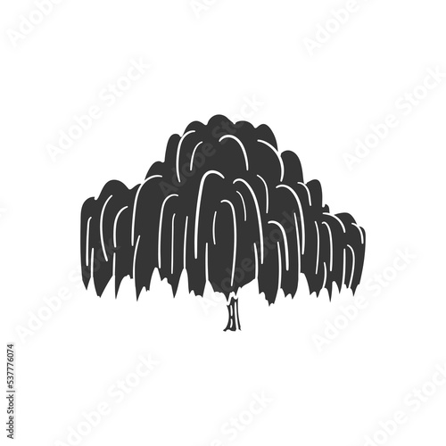 Weeping Willow Icon Silhouette Illustration. Tree Vector Graphic Pictogram Symbol Clip Art. Doodle Sketch Black Sign.