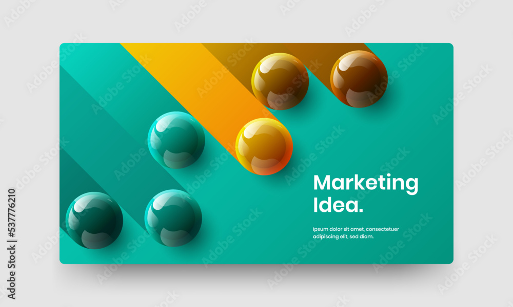 Colorful realistic balls leaflet template. Bright brochure vector design layout.