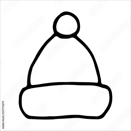 Santa hat doodle style vector illustration isolated on white