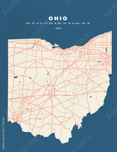 Photos Ohio - USA map vector poster flyer