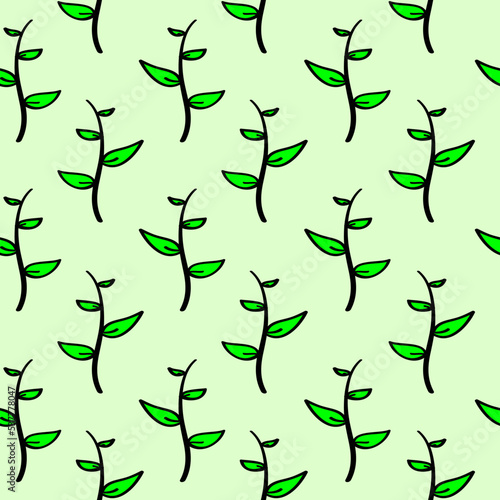 Hand drawn leaf seamless pattern in doodle style