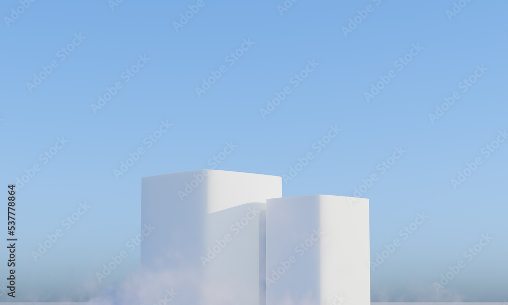 Podium with cloud and sky background advertising display. 3D rendering. Podium with cloud and sky background advertising display. 3D rendering.
