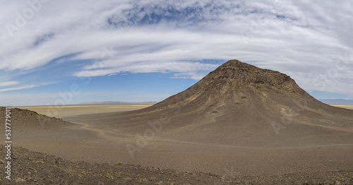 An extinct volcano in a desert area in Mongolia. Gobi.