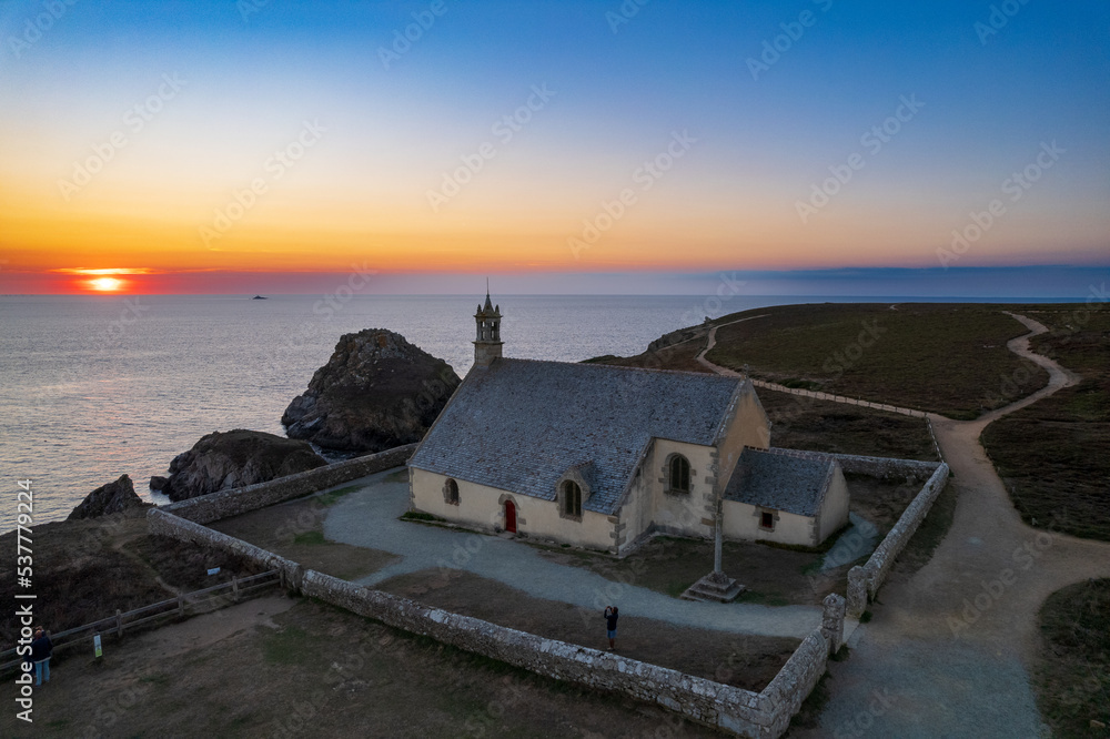 Maritime chapel under twilight scenery