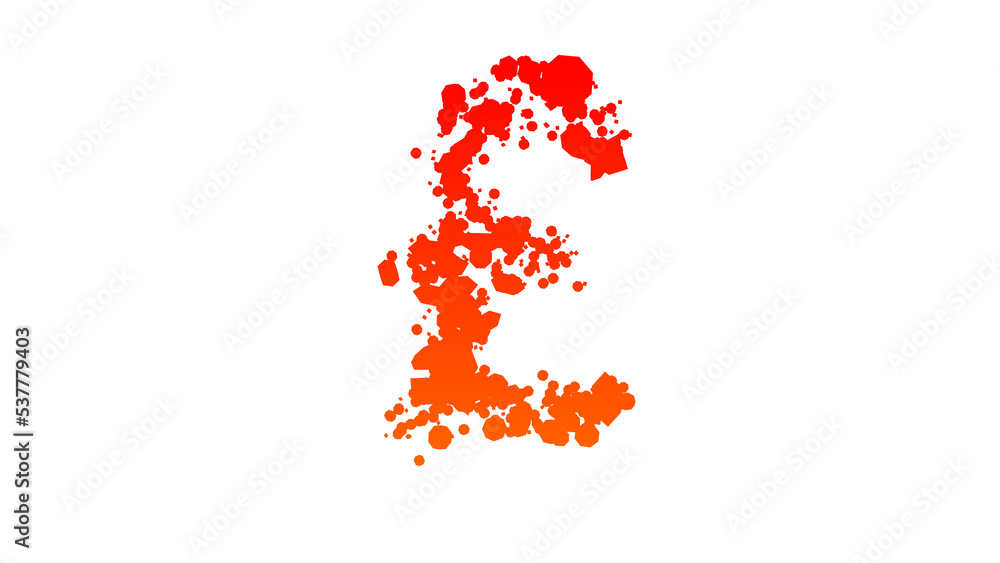 orange - red cartoon stain patches style alphabet, pound symbol, isolated - object 3D illustration orange - red cartoon stain patches style alphabet, pound symbol, isolated - object 3D illustration