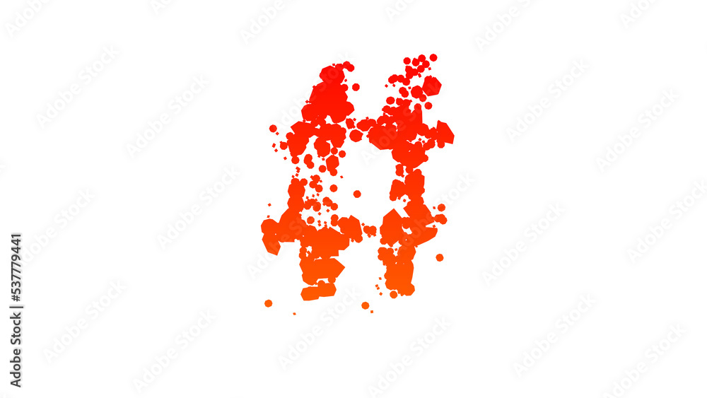 orange - red cartoon colour blots style alphabet, number sign, isolated - object 3D illustration