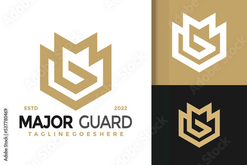 MG or GM Letter Shield Guard Logo Design, brand identity logos vector, modern logo, Logo Designs Vector Illustration Template