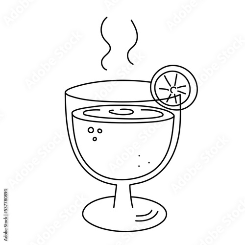 Drink, alcoholic cocktail, festive beverage for holiday celebrating. Use for decorating design menu. Hand-drawn doodle style. Editable stroke. Isolated. Vector illustration