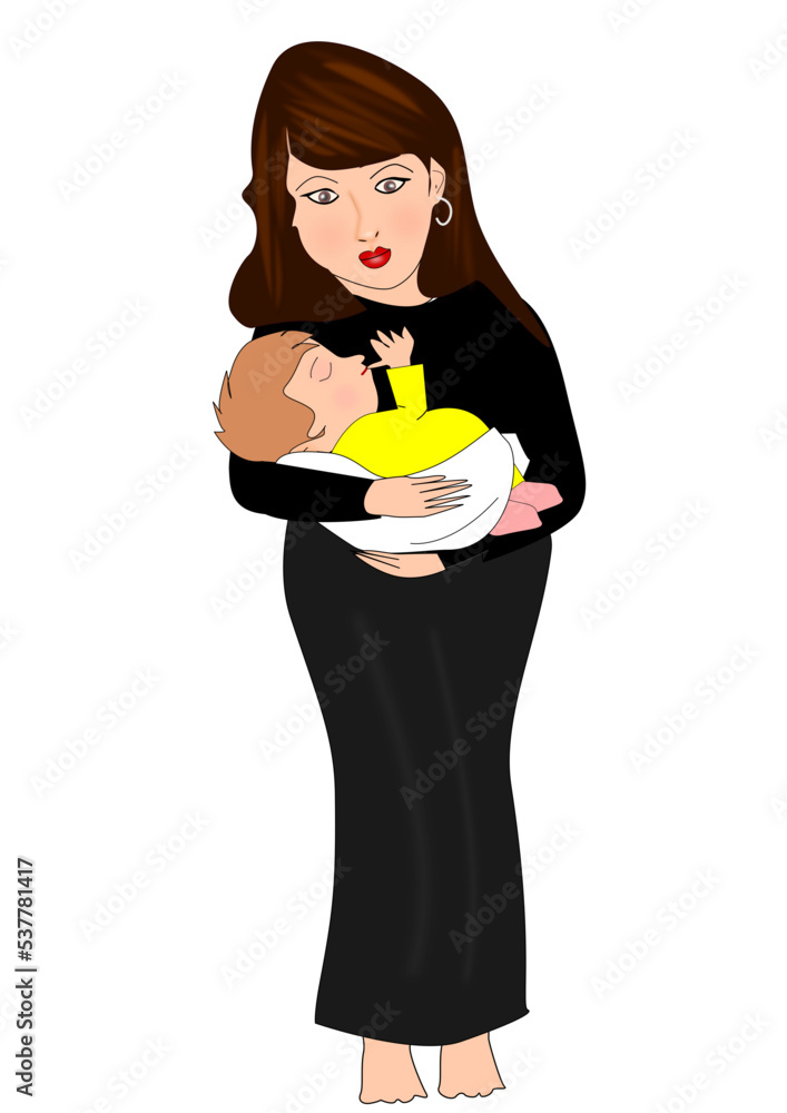 Mother holding her sleeping baby Stock Vector. Mother holding her sleeping baby Stock Vector.