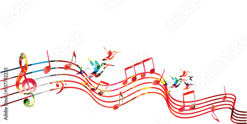 Music background with colorful music notes vector illustration design. Artistic music festival poster, live concert events, party flyer, music notes signs and symbols