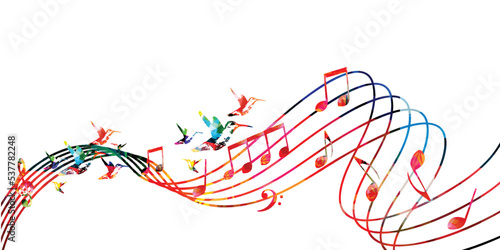 Music background with colorful music notes vector illustration design. Artistic music festival poster, live concert events, party flyer, music notes signs and symbols