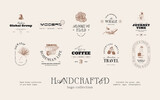 Travel hand drawn logo design collection for brand identity or packaging	