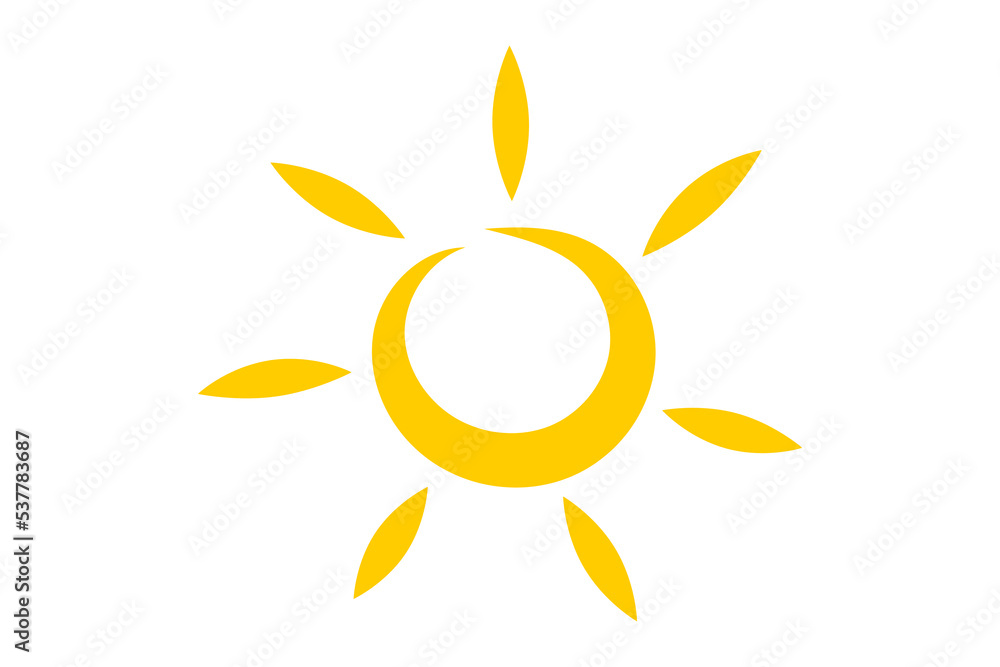 An icon of simple flat yellow sun. Good for any project. An icon of simple flat yellow sun. Good for any project.