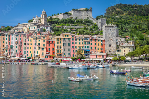 Harbor at Portovenere  Cinque Terre  Liguria  Italy with boats