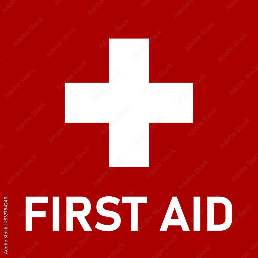 Red First Aid Icon with Cross. Vector Image. Red First Aid Icon with Cross. Vector Image.