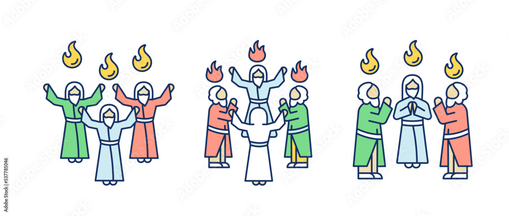 Pentecost sunday RGB color icons set. Religious holiday. Early christianity. Tongues of holy fire. Isolated vector illustrations. Simple filled line drawings collection. Editable stroke Pentecost sunday RGB color icons set. Religious holiday. Early christianity. Tongues of holy fire. Isolated vector illustrations. Simple filled line drawings collection. Editable stroke