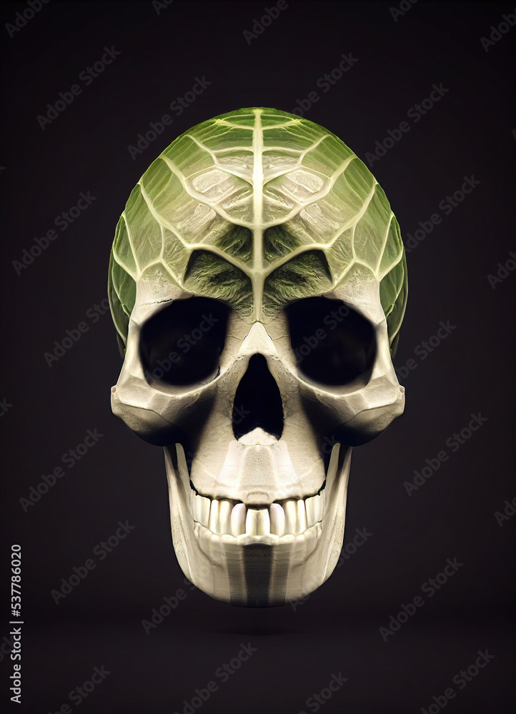 Obraz premium Nature themed skull 3d illustrated 