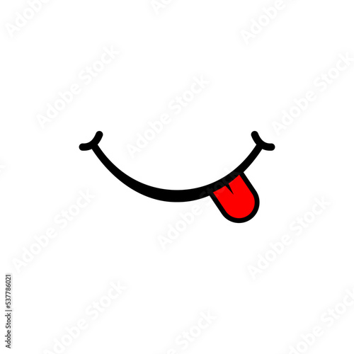 smiley icon with red tongue