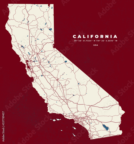 California map vector poster flyer	