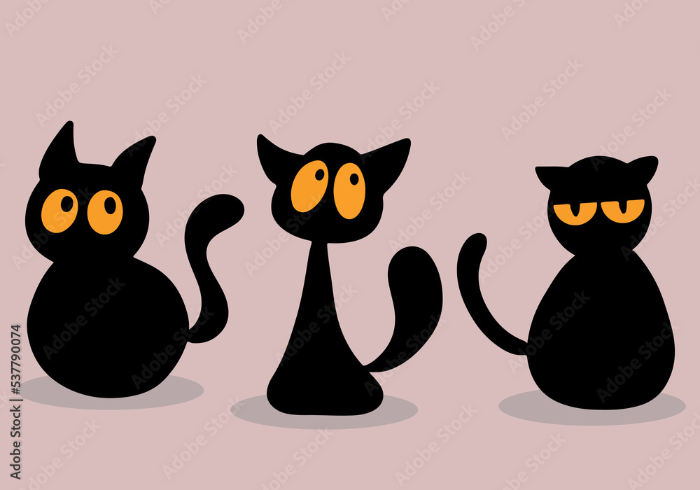 Black Halloween Cats Vector Design. illüstration, EPS10 Black Halloween Cats Vector Design. illüstration, EPS10