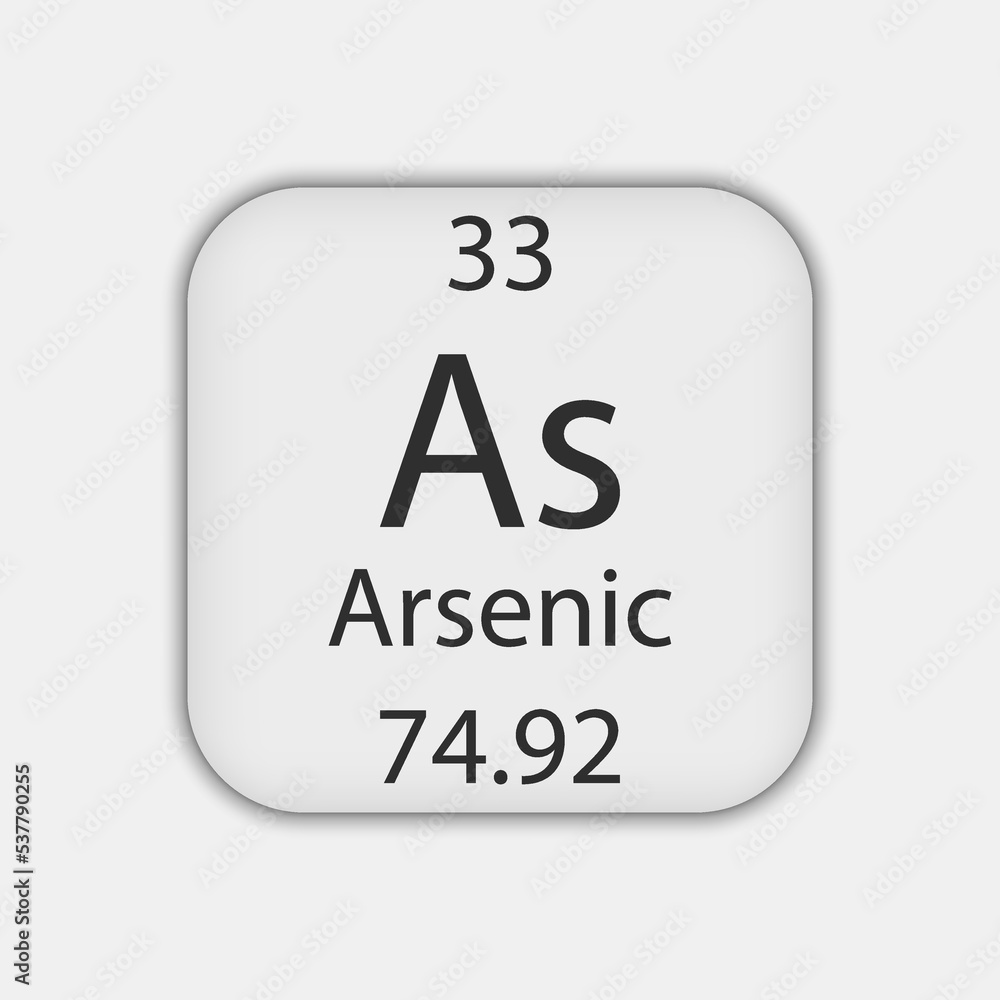 Arsenic symbol. Chemical element of the periodic table. Vector illustration. Arsenic symbol. Chemical element of the periodic table. Vector illustration.