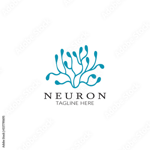 Neuron logo or nerve cell logo design molecule logo illustration template icon with vector concept