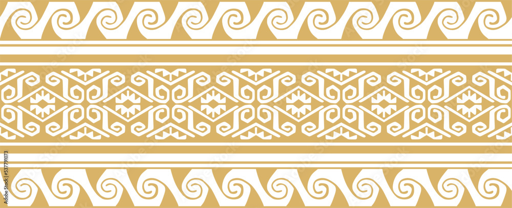 Vector seamless golden border ornament. Native American tribes framework. Vector seamless golden border ornament. Native American tribes framework.
