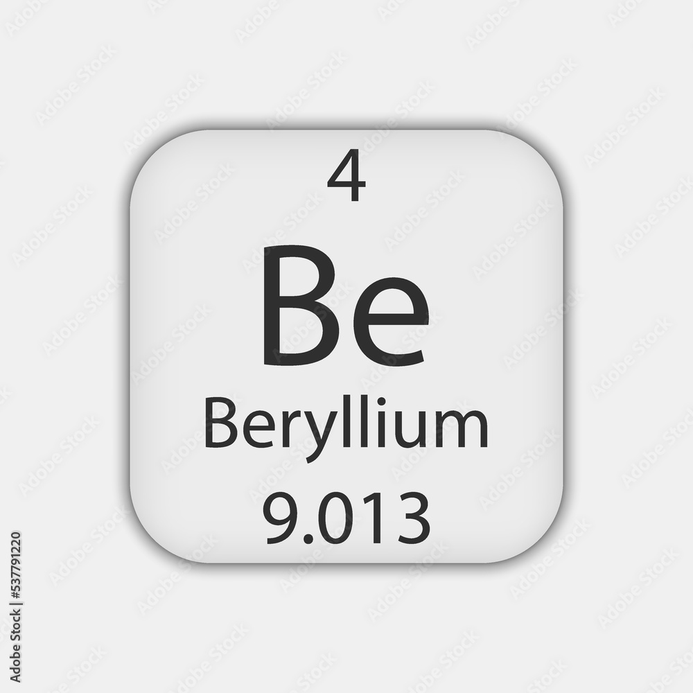 Beryllium symbol. Chemical element of the periodic table. Vector illustration.