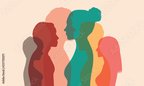 cartoon character profiles are collared. A crowd is talking and multiple exposures are taken. There is an interaction between people. 