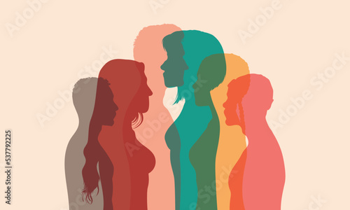 cartoon Character group people of different culture. Harmony organisation partnership cooperation friendship and teamwork in a Society or community of people of diverse and multicultural races. 