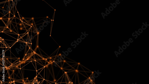 Plexus of golden lines and dots in the night sky. Mockup.
