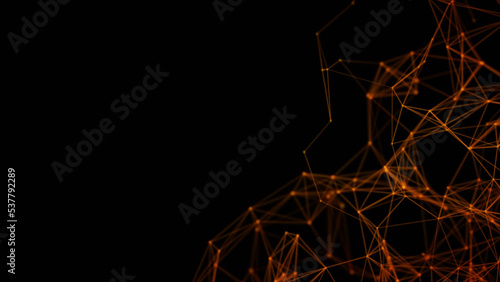 Plexus of golden lines and dots in the night sky. Mockup.